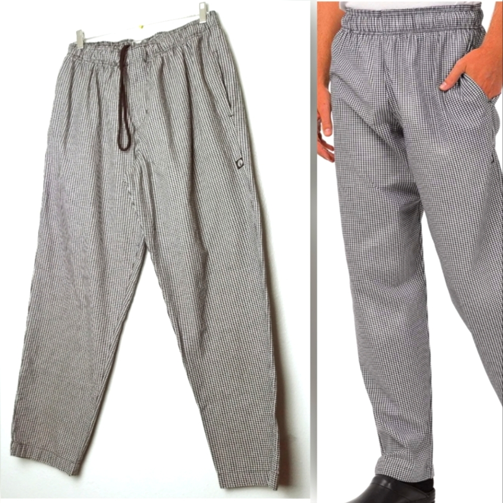 Chef Works Men's Pants Baggy Size L RG  Tapered Leg Drawstring Workwear